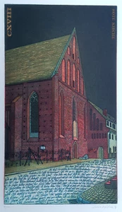 Berlinicke, Hartmut R. Berlino 1942 - 2018 Wildeshausen) ""Chiesa rossa"" firmato - Foto 1 di 5