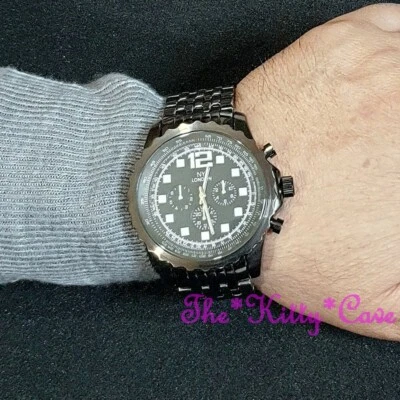 Rétro Nero Tono, Sommozzatore Marinaio Aviatore Esercito Stile, Orologio Pesante - Immagine 1 di 4