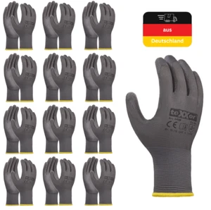 12 Paar Arbeitshandschuhe PU Montagehandschuhe Mechanikerhandschuh teXXor Herren - Bild 1 von 4