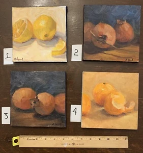 Persimmons and Citrus 6x6 verpackte Leinwand Impressionismus Orig Öl Margaret Aycock - Bild 1 von 11