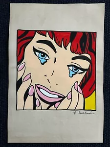 Roy Lichtenstein drawing and painting on old paper signed stamped vintage - Picture 1 of 2