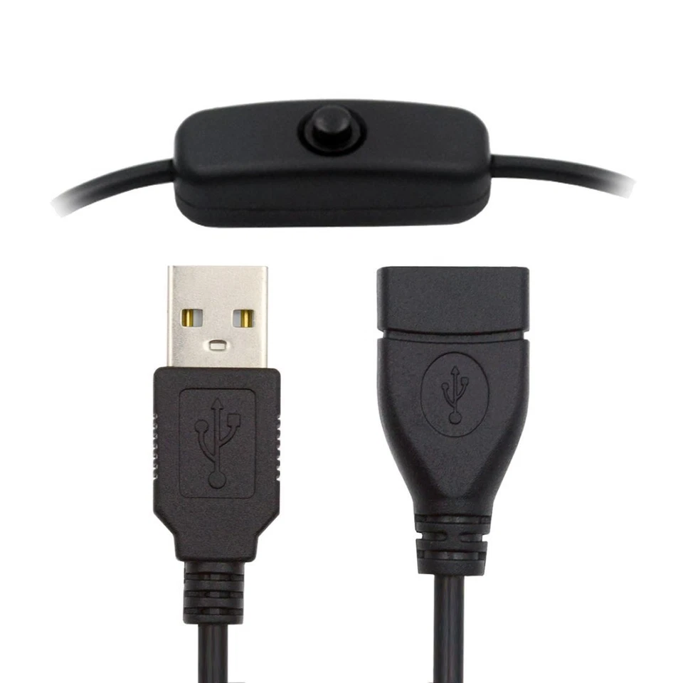 NFHK Micro USB2.0 Cable with On Off Power Switch Button Micro 5Pin Male Female - Image 1 of 1