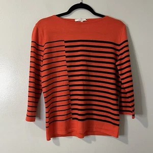 RODIER Striped Sweater Size 42 Large Red Black Wool Designer Nautical Preppy - Picture 1 of 9