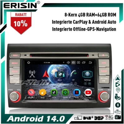 64GB DAB+ Android 14 DVD Autoradio GPS Für Fiat Bravo CarPlay Navi OBD2 Wifi DSP - Bild 1 von 4
