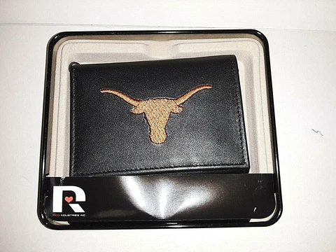 Texas Longhorns NCAA Leather Embroidered Tri-fold Wallet Cover