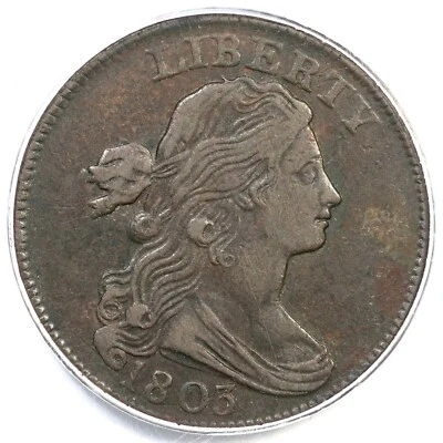 1803 S-252 R-2 PCGS VF30 "Sm Date, Sm Frac" Draped Bust Large Cent Coin 1c - Image 1 of 4