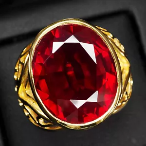 Gorgeous Vivid Red Tourmaline 25.10Ct 925 Sterling Silver 24K Gold Vermeil Rings - Picture 1 of 9