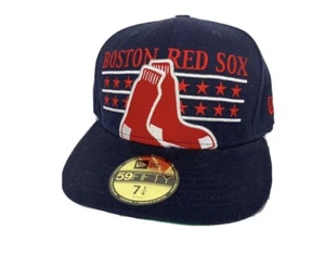 New Era Hat Boston Red Sox "Socks" Men's MLB 59Fifty Wool Fitted Cap 7 1/4” Cap - Picture 1 of 11