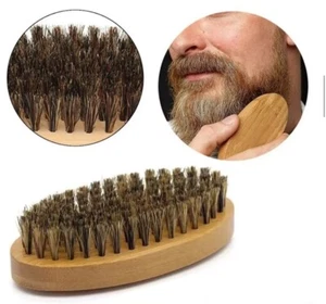 Mens Natural Boar Bristle Beard Brush Moustache Wood Facial Men long grooming - Picture 1 of 12