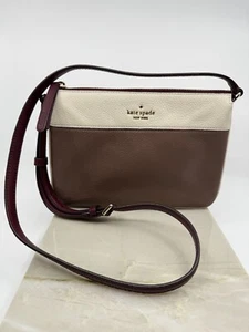 Borsa donna Kate Spade Jackson tripla pelle marrone tassello tracolla slim - Foto 1 di 11