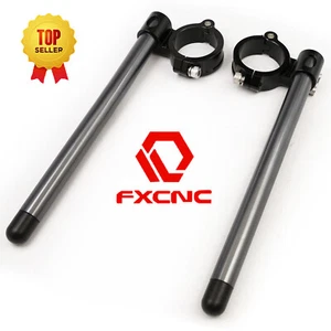 1XUniversal 50mm Normal Clip-Ons Manillar Manillar Clip On Billet Gris y Negro - Imagen 1 de 11