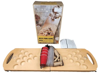 Refinery Wooden Beer Pong Tabletop Adult Party Drinking Game, EUC! - Image 1 of 4