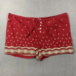 Vintage Xhilaration Shorts Size XL Red Floral Paisley Cotton Y2K Cottagecore - Picture 1 of 11