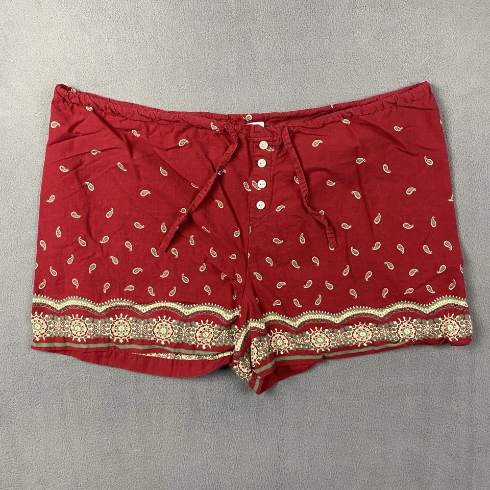 Vintage Xhilaration Shorts Size XL Red Floral Paisley Cotton Y2K Cottagecore - Image 1 of 4