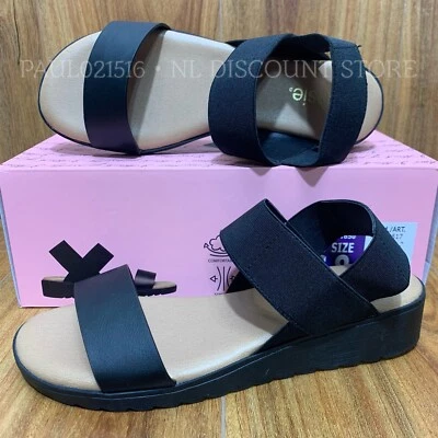 Sandalias para mujer KENSIE Everlee con correa elástica ~ negras/negras ~ tallas y estado Foto 1 de 4