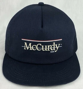 McCurdy Seed SnapBack Trucker Mesh Hat Cap K Products USA Blue Farm Ag Vintage - Picture 1 of 10