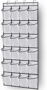 24 Mesh Pockets Over The Door Shoe Organizer Hanging Closet Shoe Storage - Picture 1 of 12