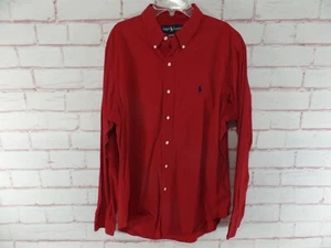 Polo Ralph Lauren Men's Red Button Down Shirt Large Blue Pony Classic Fit L - Picture 1 of 10
