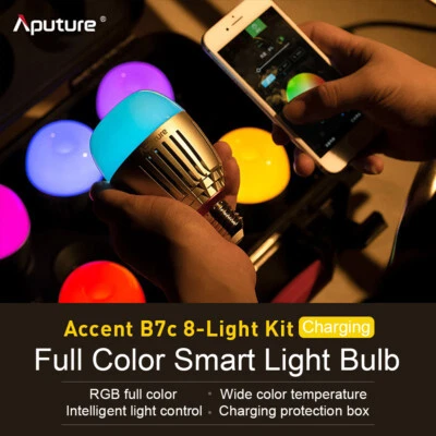 Aputure Accent B7C 8-Light Kit LED Light Bulb RGBWW Full Color with Charger Case - Image 1 of 4