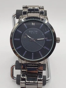 Folio Herren Alltag Quarzuhr 48mm Runde Schwarze Lünette Schwarz Metall Band - Bild 1 von 8
