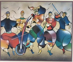 UNA BANDA MUSICAL DE VIOLONCHELO FESTIVO DE MEDIOS MIXTOS FIRMADA ENMARCADA UN ARTISTA MISTERIOSO - Imagen 1 de 12