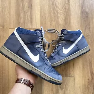 Nike Dunk High 2012 Midnight Navy Blue Sneakers Mens UK9 317982-401 Leather - Picture 1 of 16