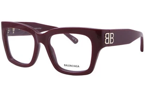 Balenciaga BB0325O 009 Eyeglasses Women's Burgundy Full Rim Rectangle Shape 54mm - Picture 1 of 5