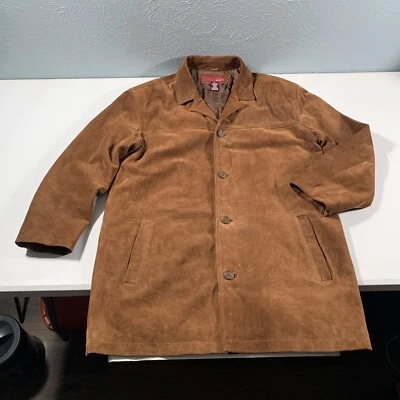 Chaqueta de cuero de gamuza marrón Merona de colección para hombre talla M abrigo Y2K cuero de vaca Foto 1 de 4