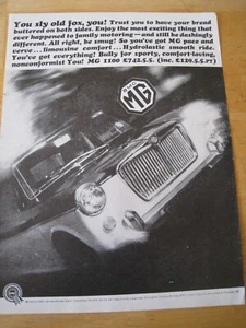 BMC MG YOU SLY OLD FOX YOU! MG 1100 1966 ADVERT A4 FILE 48 - Picture 1 of 1