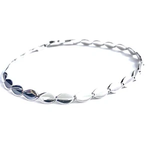 "Milor Italia Bracciale Catena Oro Bianco 14K Liscio Ovale Fantasioso 4mm 7-1/4 7,25"" - Foto 1 di 5