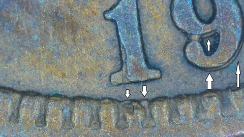 1908 INDIAN HEAD CENT MPD RPD Snow-3 Variety Double Mint Error XF Penny FE18Z Cover