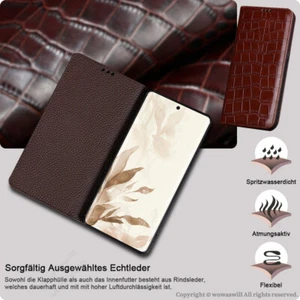 Echtleder Handy Tasche Klapphülle Magnet Cover Slim Case für iPhone - Picture 1 of 19