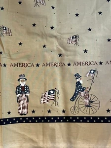 Vntg Daisy Kingdom Uncle Sam Past & Presents Border Fabric 4 Yds Cotton READ - Picture 1 of 7