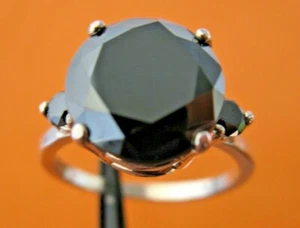 ANILLO DE DIAMANTES NEGROS REALES 3,47ctw *3 días* probador de diamantes gratis, certificado, talla 5 - Imagen 1 de 12