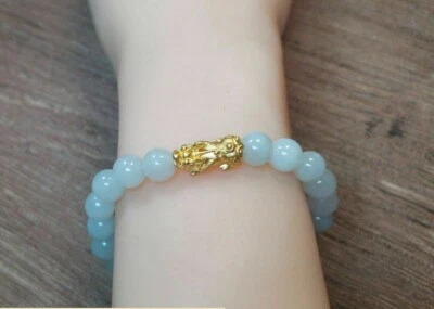 Pulsera Pixiu Oro Puro Jade Natural 8MM Foto 1 de 3
