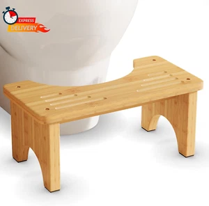 Bamboo Toilet Stool, Wooden Squatting Potty Stool for Adults, 7 Inch Toilet Stoo - Picture 1 of 12