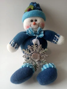 Konvolut 2: Plüsch blau & weiß Schneemann Deko mit 2016 Joy of Family Ornament - Bild 1 von 8