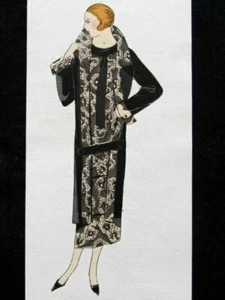 Art Gout Beauté Robe en foulard Molyneux Pochoir 1924 découpis art-déco - Foto 1 di 4