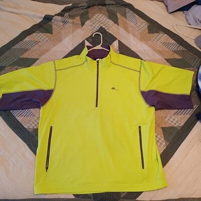 Pullover cortavientos Footjoy FJ para hombre 1/2 cremallera golf manga corta amarillo grande Foto 1 de 3