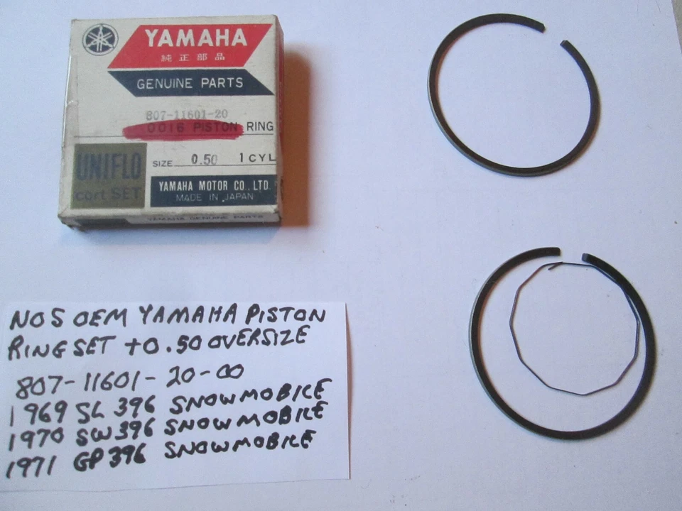 YAMAHA SL / SW396 / GP396 MOTO DE NIEVE OEM + JUEGO DE ANILLO DE PISTÓN 0,50 807-11601-20-00  Foto 1 de 4