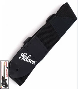 New Strap Gibson - Black With White Logo - Nylon - Guitar & Bass - Picture 1 of 4