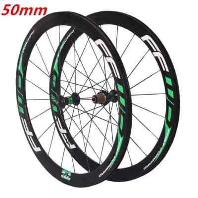 700C Road Bicycle Wheelset 30/40/50mm Depth Clincher V/Disc Brake 20 24 Holes - Image 1 of 4