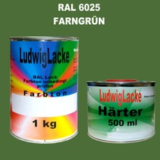 Maschinenlack RAL 6025 Farngrün 1,5 kg Set  MATT & 10tlg. Pinsel Set