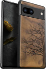 Wood Case for Pixel 7A Case [Natural Wood & Black Soft TPU] Shockproof Protectiv