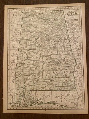 1928  Vintage State Map of Alabama .Rand McNally World Atlas. - Image 1 of 4