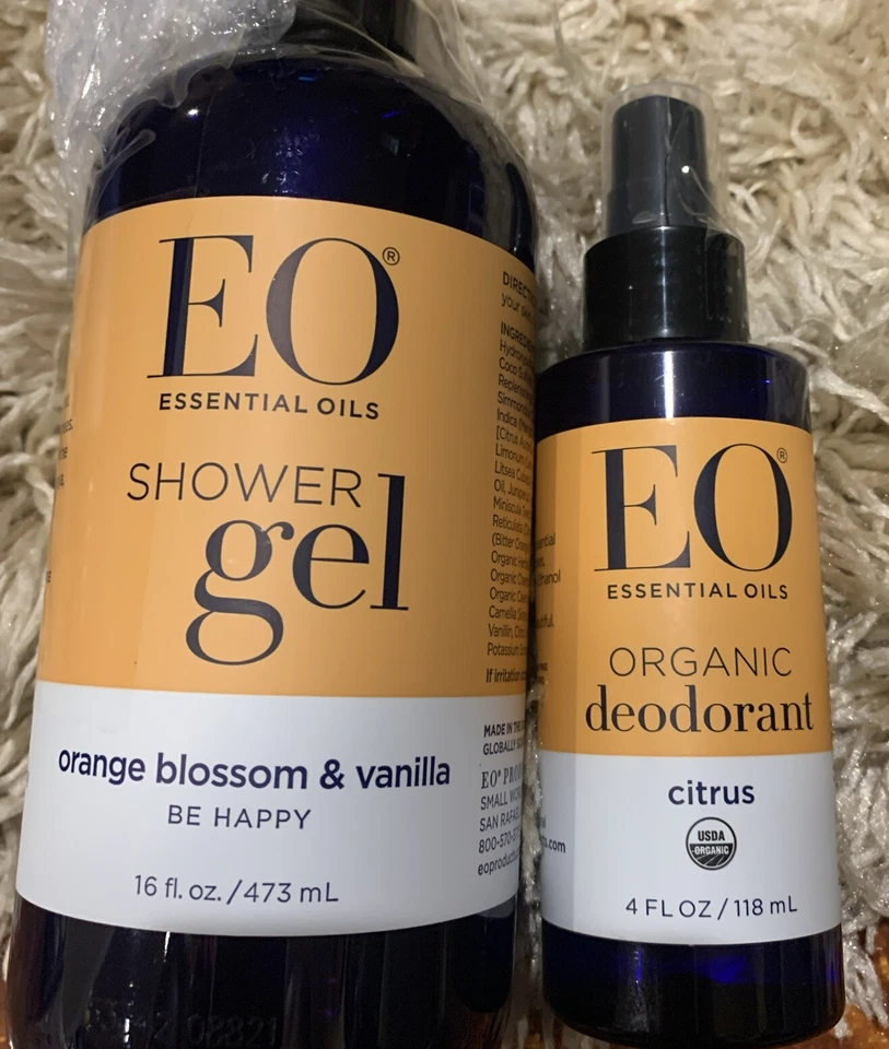 EO Essential Citrus Organic Deodorant And Orange Blossom Shower Gel 2 Pack
