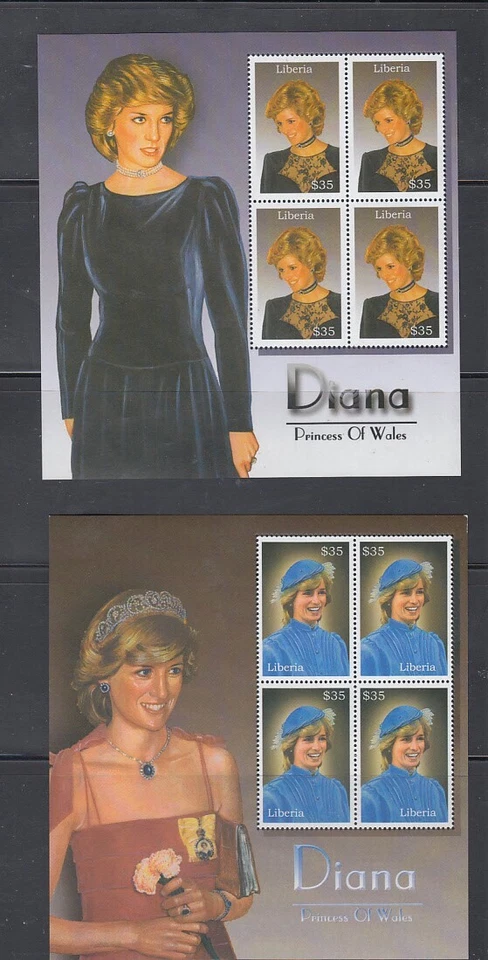 Liberia # 4789-90 MNH 2003 Princesa Diana 2013 CV $28 (4 juegos en hojas) Foto 1 de 1