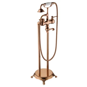 Rubinetto spruzzatore manuale miscelatore oro rosa da pavimento vasca Vanity rubinetto ottone - Foto 1 di 8