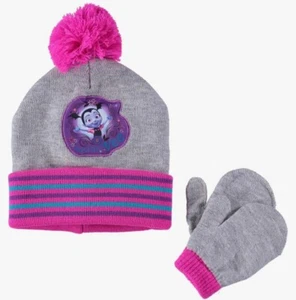 Disney Jr. Vampirina Toddler Pink/Gray Knit Winter Hat and Glove Set NwT - Picture 1 of 4