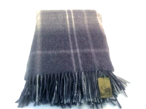 PERUVIAN CONNECTION TATTERSAL PLAID BLANKET 60"X52"+TASSLES BLU GREY ALPACA TAGS - Picture 1 of 12